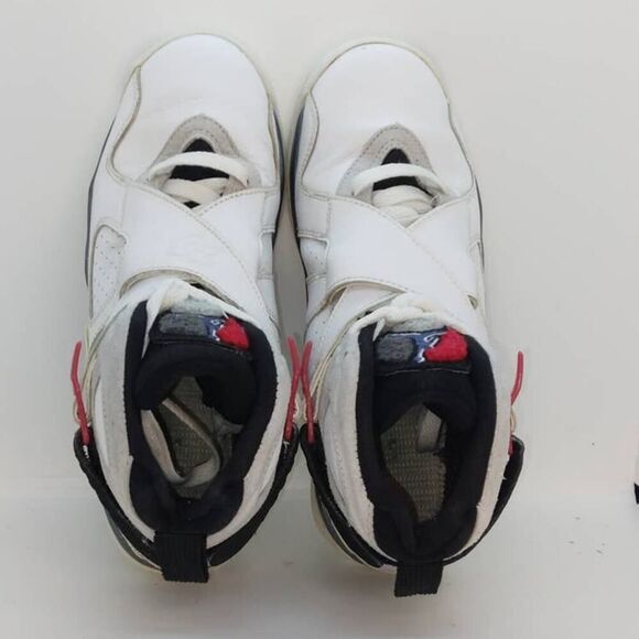Nike Air Jordan VIII Retro Countdown Boys Preowned White/Gry/Red Sneakers-sz. 5Y - Picture 3 of 5
